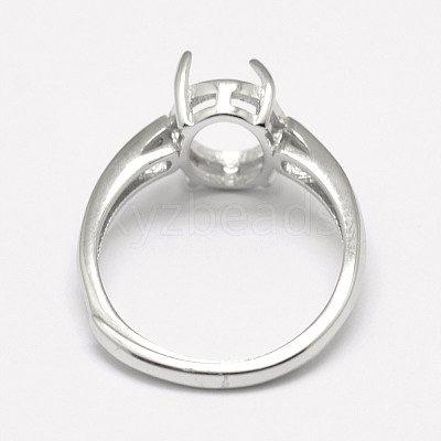 Anti-Tarnish Adjustable Rhodium Plated 925 Sterling Silver Solitaire Ring Settings STER-P033-17P-1