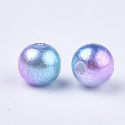 Rainbow ABS Plastic Imitation Pearl Beads X1-OACR-Q174-6mm-02-1