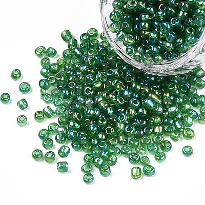 Round Transparent Colors Rainbow Glass Seed Beads X-SEED-A007-3mm-167-1