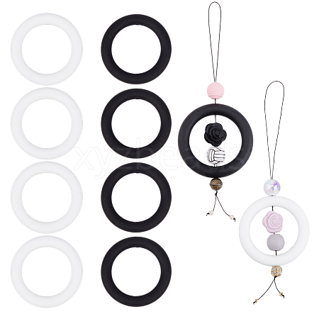 10Pcs 2 Colors Ring Silicone Beads SIL-DC0001-79-1