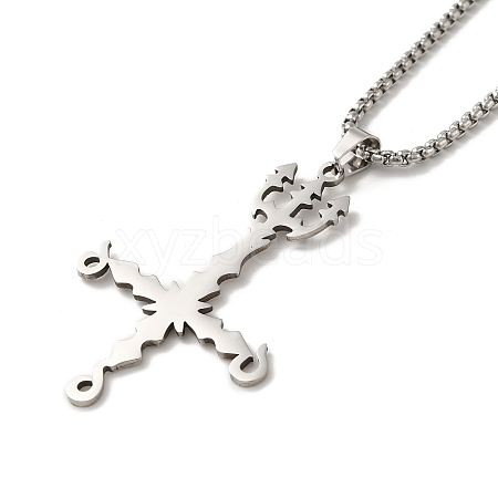 Non-Tarnish Cross Pendant Necklaces NJEW-C044-04P-1