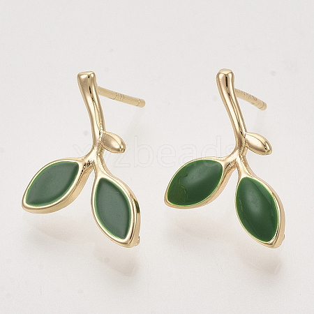 Brass Enamel Stud Earring Findings X-KK-T050-63G-NF-1