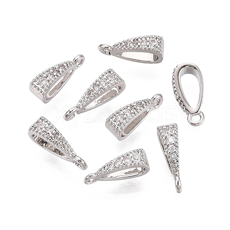 Brass Micro Pave Clear Cubic Zirconia Pendant Bails KK-G542-03S-1
