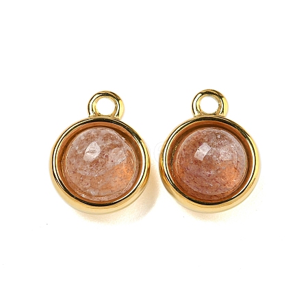 Natural Strawberry Quartz Half Round Charms STAS-L080-009G-05-1