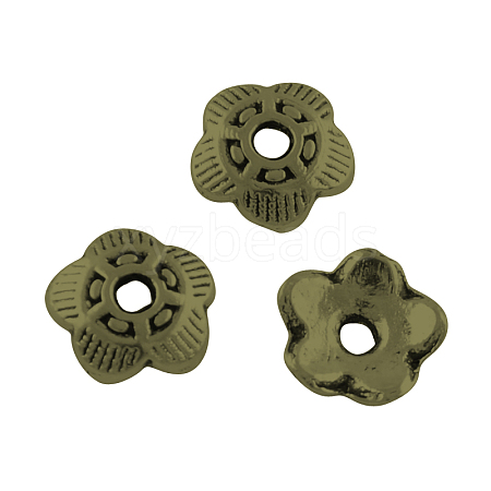 5-Petal Tibetan Style Alloy Bead Caps TIBEP-R304-118AB-LF-1
