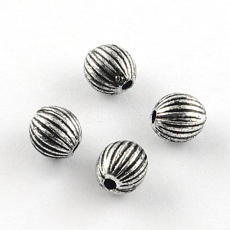 Round Antique Acrylic Corrugated Beads PACR-S208-83AS-1