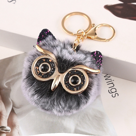 Owl Furry Pom-Pom Keychain for Women PW-WG49E57-13-1