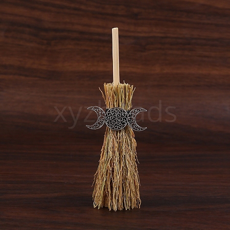 Mini Witch Wiccan Altar Broom with Alloy Charms PW-WGDD577-03-1