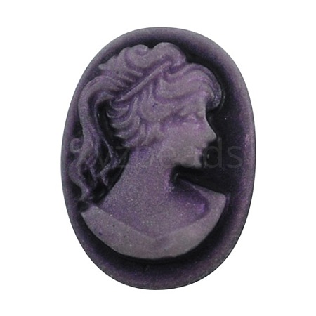 Lady's Head Portrait Flat Oval Violet Resin Cabochons X-RB021-1