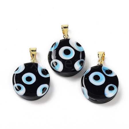 Handmade Evil Eye Lampwork Pendants LAMP-F030-01G-03-1