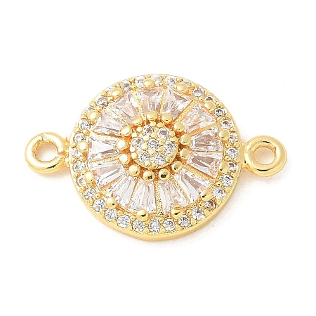 Brass Micro Pave Cubic Zirconia Connector Charms KK-U053-19G-1