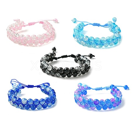 Glass Round Braided Bead Bracelets BJEW-JB09694-1