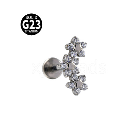 G23 Titanium with Clear Cubic Zirconia Threadless Labrets WG8E19F-03-1