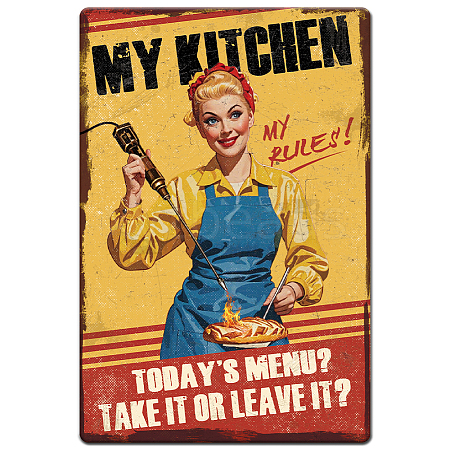 Vintage Metal Tin Sign AJEW-WH0436-128-1