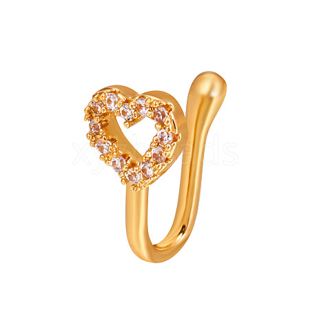 Heart Brass Micro Pave Clear Cubic Zirconia Clip-on Nose Septum Rings WG32032-16-1