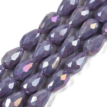 Opaque Solid Color Electroplate Glass Beads Strands LS-EGLA-N013-P8mm-B09-1