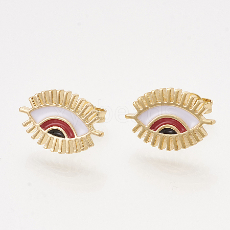 Brass Stud Earrings EJEW-S201-177A-1