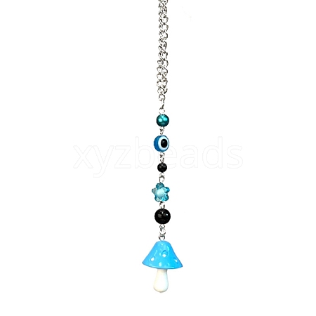 Resin Mushroom with Evil Eye Pendant Decrations MUSH-PW0001-096E-1