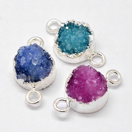 Electroplated Natural & Dyed Druzy Agate Links connectors G-N0168-014A-1