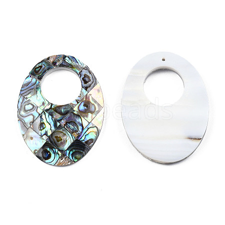 Single-Sided Natural Abalone Shell/Paua Shell Pendants SSHEL-N034-14-1