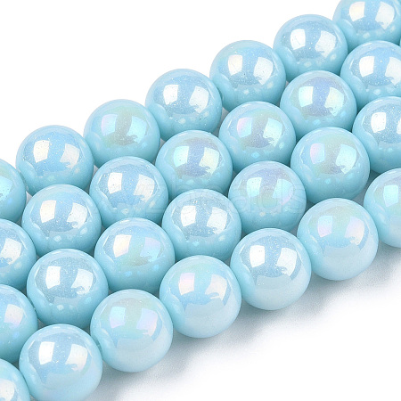 Electroplate Opaque Glass Beads Strands GLAA-T032-P6mm-AB10-1