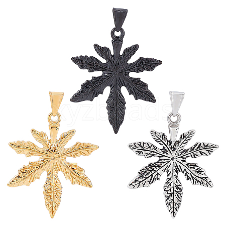 Unicraftale 3Pcs 3 Colors 304 Stainless Steel Pendants STAS-UN0038-84-1