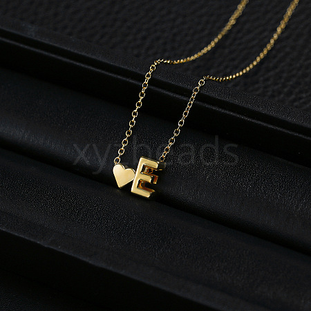 Alloy Letter Heart Pendant Necklaces for Women WGBB55E-01-1