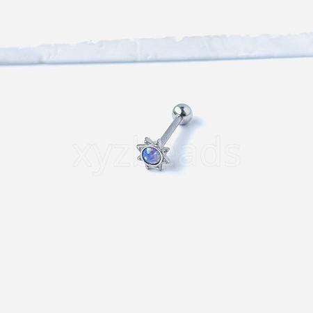 Sun 316L Surgical Stainless Steel with Synthetic Opal Tongue Rings FS-WGFD6E3-11-1