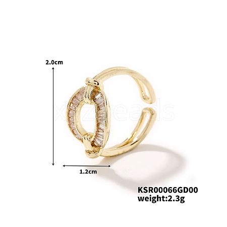 Minimalist Hollow Design Brass Ring with Rhinestone BI4786-2-1