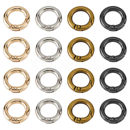 24Pcs 4 Colors Alloy Spring Gate Rings FIND-HS0001-26A-1