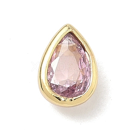 Teardrop Brass Micro Pave Cubic Zirconia Cabochons KK-P345-13G-B01-1
