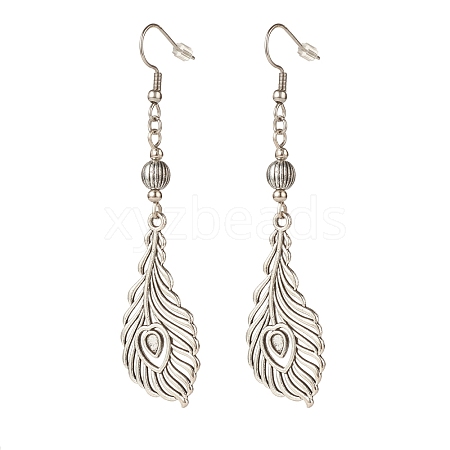 Alloy Feather Dangle Earrings EJEW-JE04911-04-1