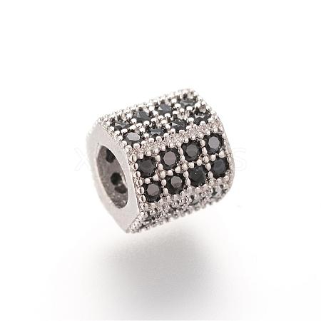 Brass Micro Pave Cubic Zirconia Beads ZIRC-S053-YS012B-1-1