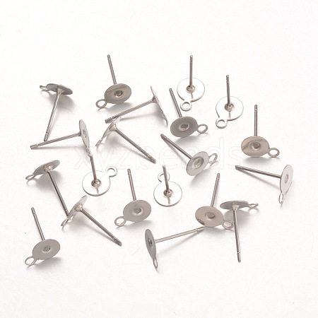 Non-Tarnish 316 Surgical Stainless Steel Stud Earring Settings STAS-K098-07-6mm-P-1