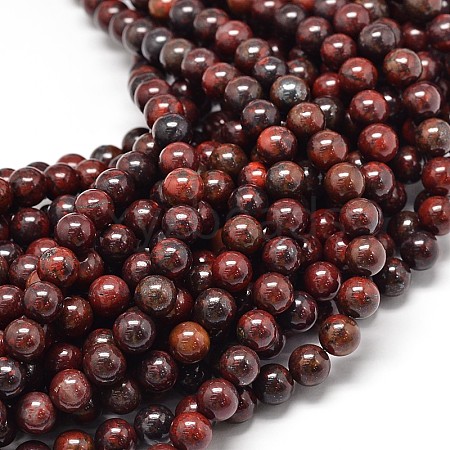 Natural Brecciated Jasper Round Beads Strands G-P075-14-8mm-1