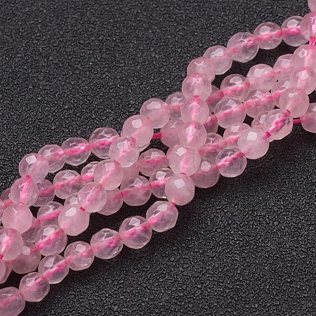 Natural Rose Quartz Beads Strands X-G-G099-F4mm-15-1