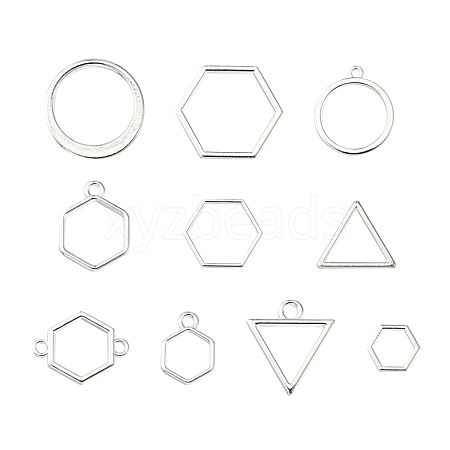 10Pcs Alloy Open Back Bezel Pendants and Links PALLOY-YWC0002-01S-1