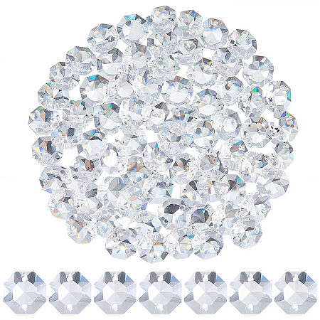 80Pcs Transparent Faceted Glass Connector Charms GLAA-SP0001-88D-01-1