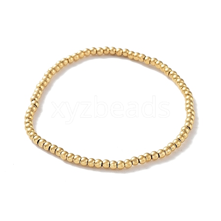 316 Surgical Stainless Steel Round Beaded Stretch Bracelets BJEW-M305-01A-G-1