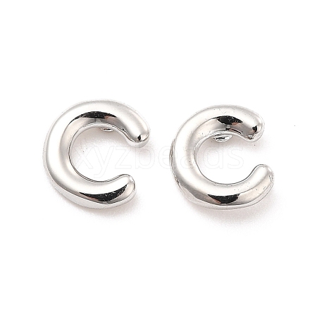 Brass Hollow Out Initial Letter Stud Earrings for Women EJEW-A044-01P-C-1