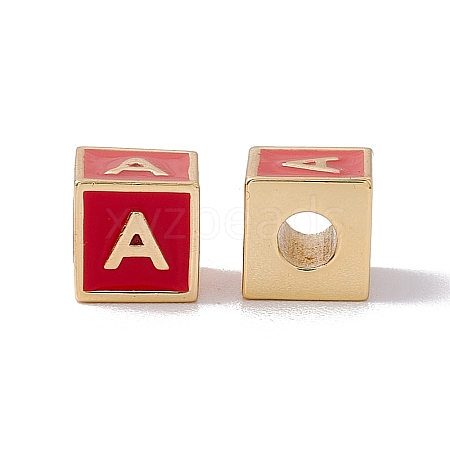 Rack Plating Brass Enamel Beads KK-B060-04G-03A-1