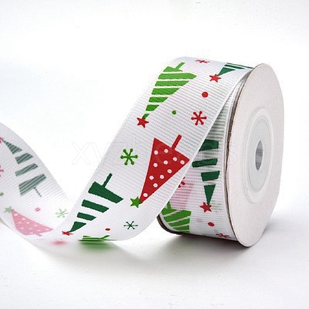 Christmas Theme Polyester Grosgrain Ribbon PW-WG86446-04-1