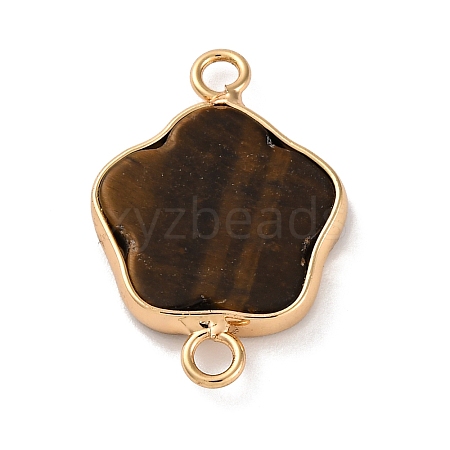 Natural Tiger Eye Flower Connector Charms KK-U042-17G-04-1