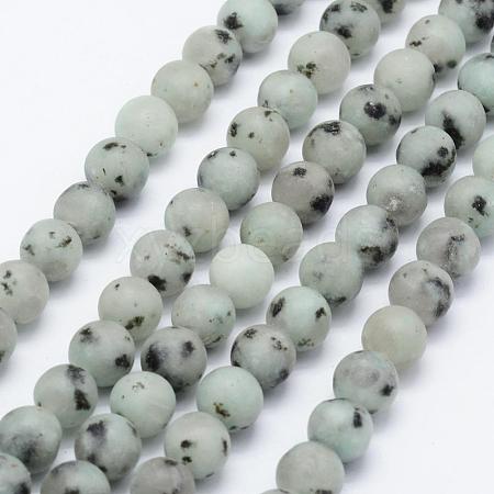 Natural Sesame Jasper/Kiwi Jasper Beads Strands G-F518-18-8mm-1