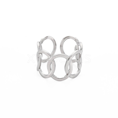 Non-Tarnish 304 Stainless Steel Interlocking Oval Open Cuff Ring RJEW-S405-147P-1