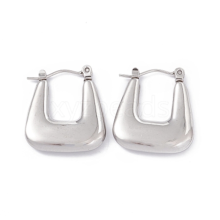 Non-Tarnish 304 Stainless Steel Trapezoid Thick Hoop Earrings for Women EJEW-B018-07P-1