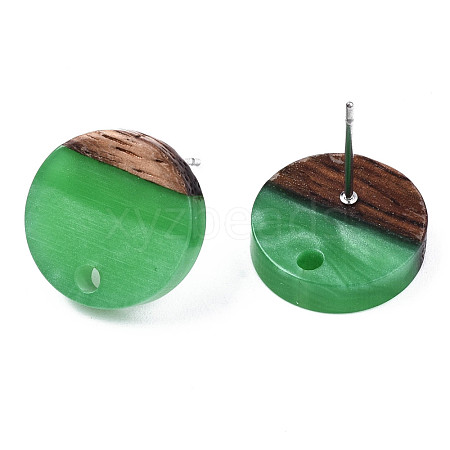 Resin & Walnut Wood Stud Earring Findings MAK-N032-007A-H03-1