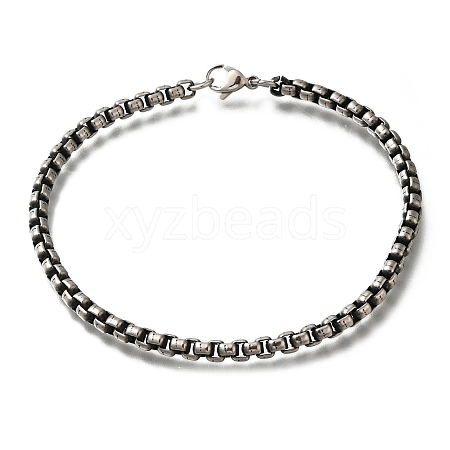 304 Stainless Steel Box Chain Bracelets for Men BJEW-B096-33B-AS-1