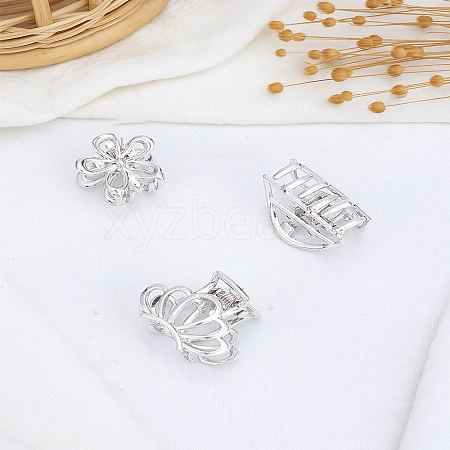 3Pcs 3 Styles Metal Hollow Claw Hair Clips OHAR-LP0001-21P-1