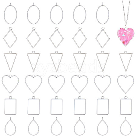 Unicraftale 36Pcs 6 Styles Alloy Open Back Bezel Pendants FIND-UN0003-24-1